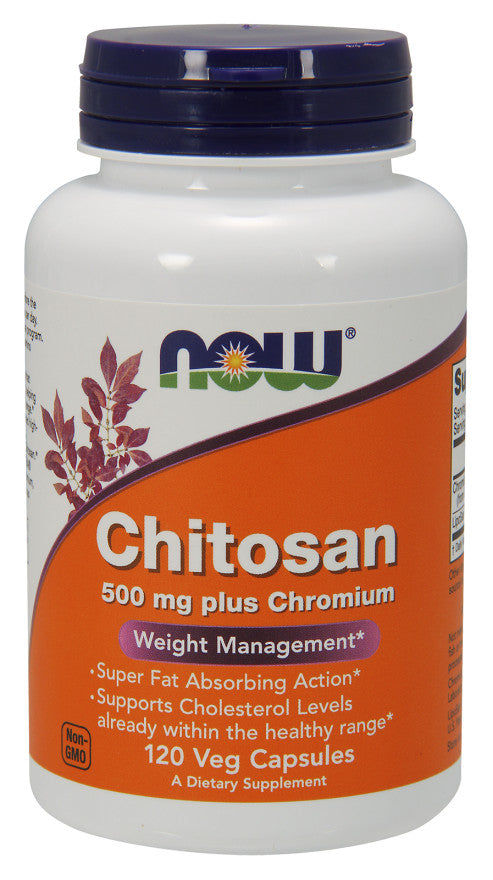 Produkto nuotrauka: NOW Foods Chitosan, 500mg Plus Chromium - 120 kapsulių