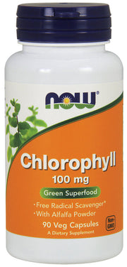 NOW Foods chlorofilas, 100 mg – 90 kapsulių