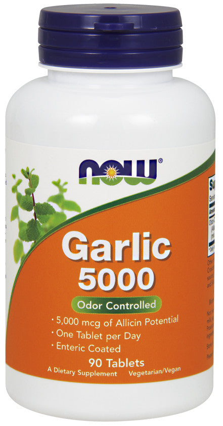 Produkto nuotrauka: NOW Foods Garlic 5000, Odor Controlled - 90 tablečių