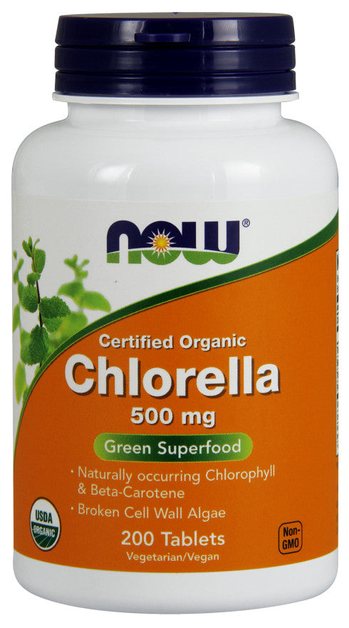 NOW Foods chlorella, 500 mg – 200 tablečių