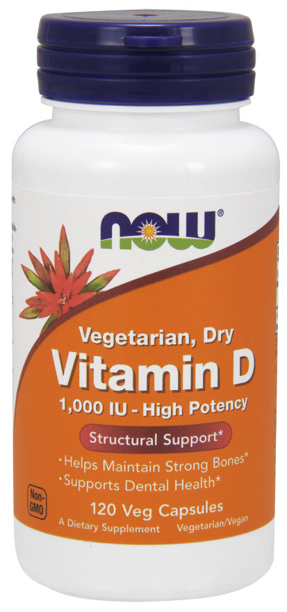 NOW Foods vitaminas D, 1000 TV, vegetariškas – sausas – 120 kapsulių