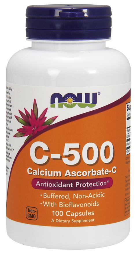 NOW Foods vitaminas C - 500 kalcio askorbatas - C - 100 kapsulių