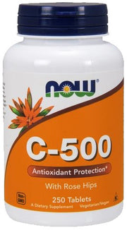 NOW Foods vitaminas C - 500 su erškėtuogėmis – 250 tablečių