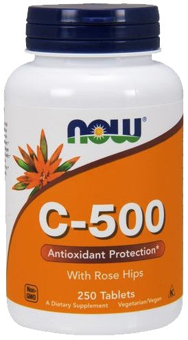 Produkto nuotrauka: NOW Foods Vitamin C-500 with Rose Hips - 250 tablečių