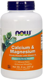 Produkto nuotrauka: NOW Foods Calcium & Magnesium, Citrate Powder with Vitamin D3 - 227 g
