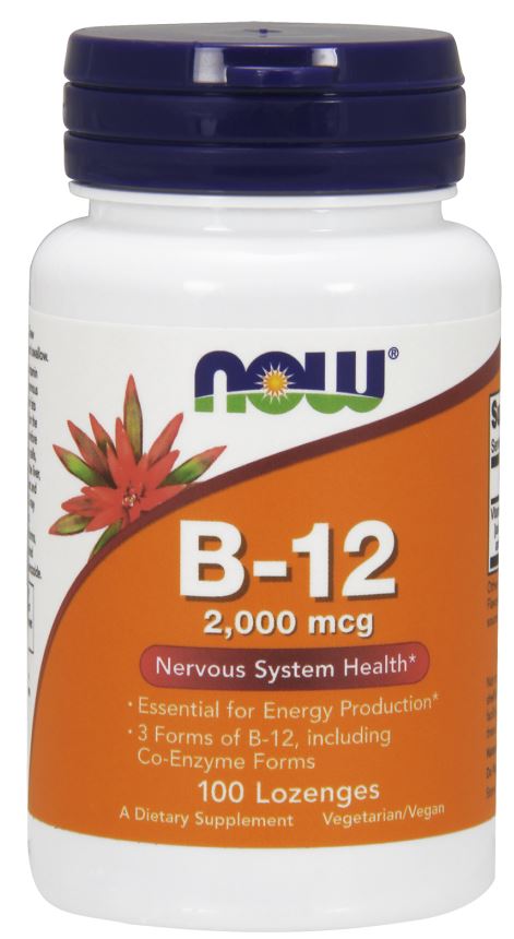 NOW Foods vitaminas B - 12, 2000 mcg - 100 pastilių