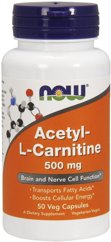 Produkto nuotrauka: NOW Foods Acetyl-L-Carnitine, 500mg - 50 kapsulių