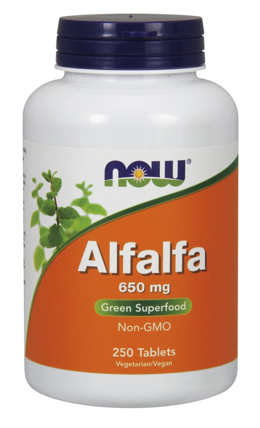 NOW Foods liucernos skonio, 650 mg – 250 tablečių