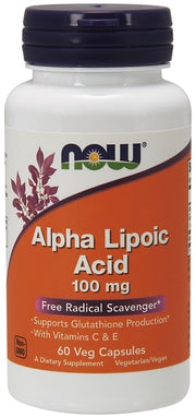 Produkto nuotrauka: NOW Foods Alpha Lipoic Acid with Vitamins C & E, 100mg - 60 kapsulių