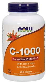 NOW Foods vitaminas C - 1000 su erškėtuogėmis ir bioflavonoidais – 250 tablečių