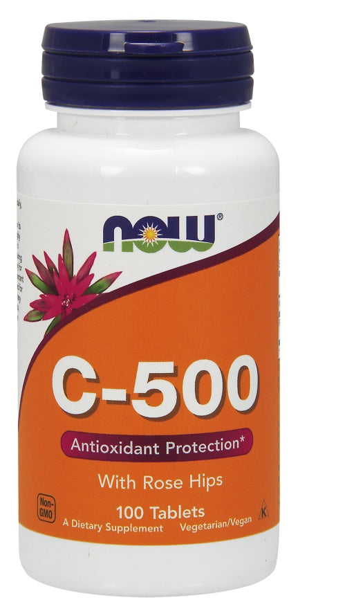 Produkto nuotrauka: NOW Foods Vitamin C-500 with Rose Hips - 100 tablečių