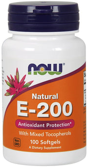 Produkto nuotrauka: NOW Foods Vitamin E-200 - natūralus (Mixed Tocopherols) - 100 minkštųjų kapsulių