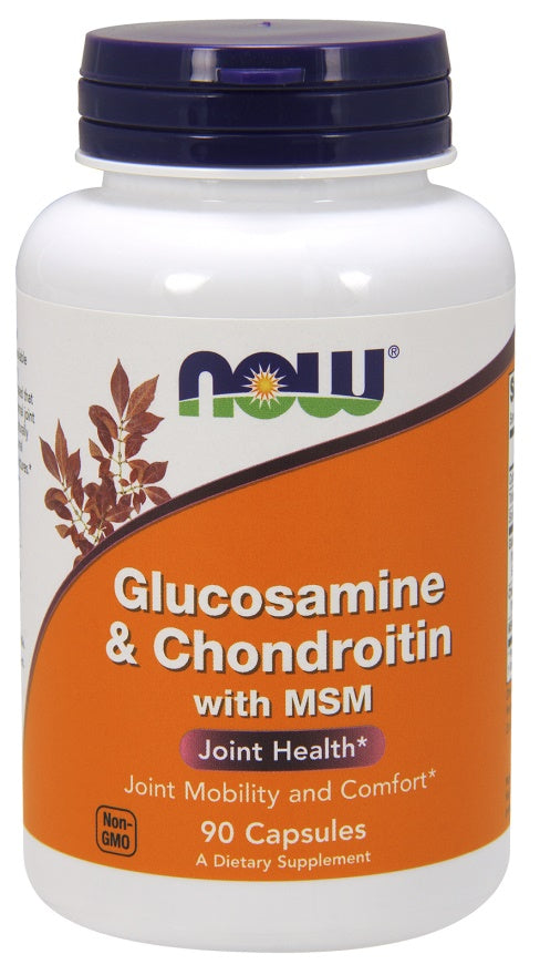 NOW Foods gliukozaminas ir chondroitinas su MSM - 90 kapsulių