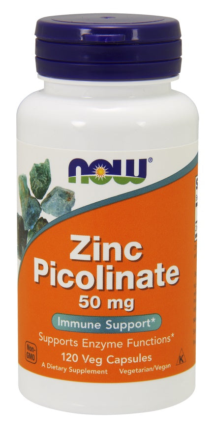 NOW Foods cinko pikolinatas, 50 mg – 120 kapsulių