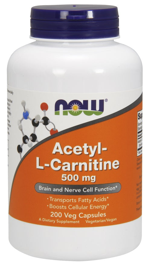 NOW Foods acetil - L - karnitinas, 500 mg - 200 kapsulių
