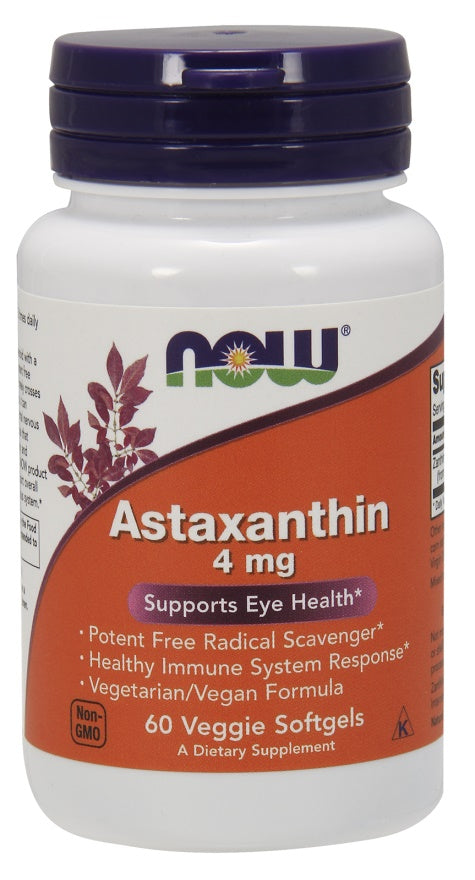NOW Foods astaksantinas, 4 mg – 60 vegetariškų kapsulių