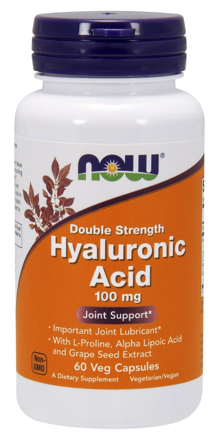 Produkto nuotrauka: NOW Foods Hyaluronic Acid, 100mg Double Strength - 60 kapsulių