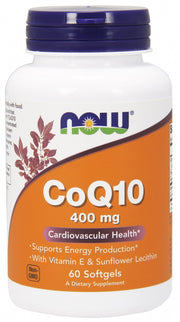 NOW Foods kofermentas Q10 su lecitinu ir vitaminu E, 400 mg – 60 kapsulių