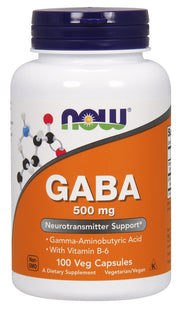 NOW Foods GABA su vitaminu B6, 500 mg – 100 kapsulių
