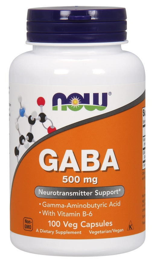 Produkto nuotrauka: NOW Foods GABA with Vitamin B6, 500mg - 100 kapsulių
