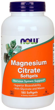 Produkto nuotrauka: NOW Foods Magnesium Citrate Softgels - 180 minkštųjų kapsulių