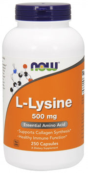 NOW Foods L - lizinas, 500 mg - 250 kapsulių
