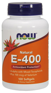 NOW Foods vitaminas E - 400 TV su selenu - 100 kapsulių