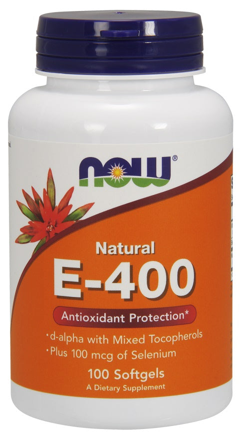 NOW Foods vitaminas E - 400 TV su selenu - 100 kapsulių