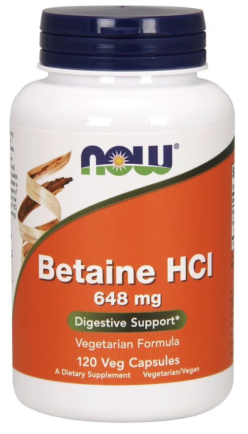 Produkto nuotrauka: NOW Foods Betaine HCl, 648mg - 120 kapsulių