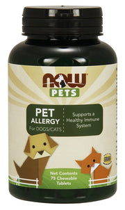 NOW Foods Pets, skirta augintinių alergijai – 75 kramtomosios tabletės