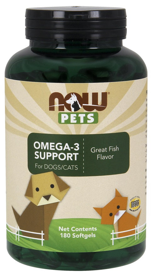 NOW Foods Pets, Omega - 3 palaikymas – 180 kapsulių