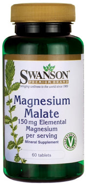 Swanson magnio malatas, 150 mg elementinio magnio – 60 tablečių
