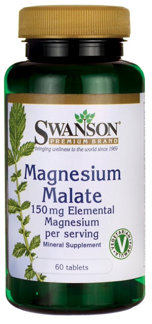 Swanson magnio malatas, 150 mg elementinio magnio – 60 tablečių