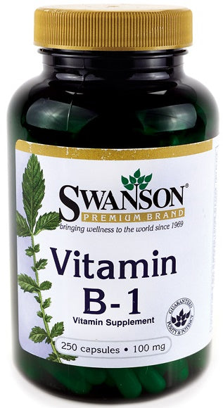 Swanson vitaminas B - 1 (tiaminas), 100 mg – 250 kapsulių