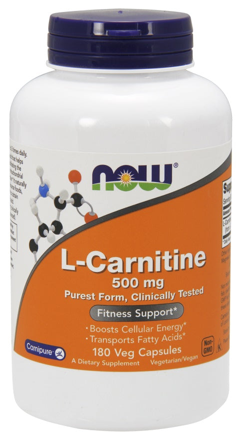 Produkto nuotrauka: NOW Foods L-Carnitine, 500mg - 180 kapsulių