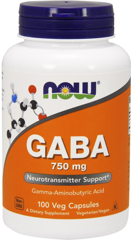 NOW Foods GABA, 750 mg – 100 kapsulių