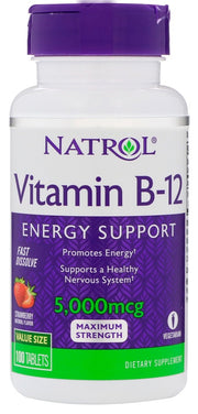 Natrol vitaminas B - 12 greitai tirpstantis, 5000 mcg - 100 tablečių