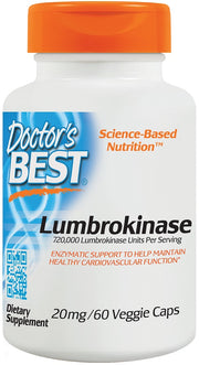 Doctor's Best lumbrokinazė, 20 mg – 60 kapsulių