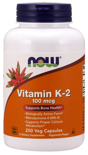 NOW Foods vitaminas K - 2, 100 mcg – 250 kapsulių