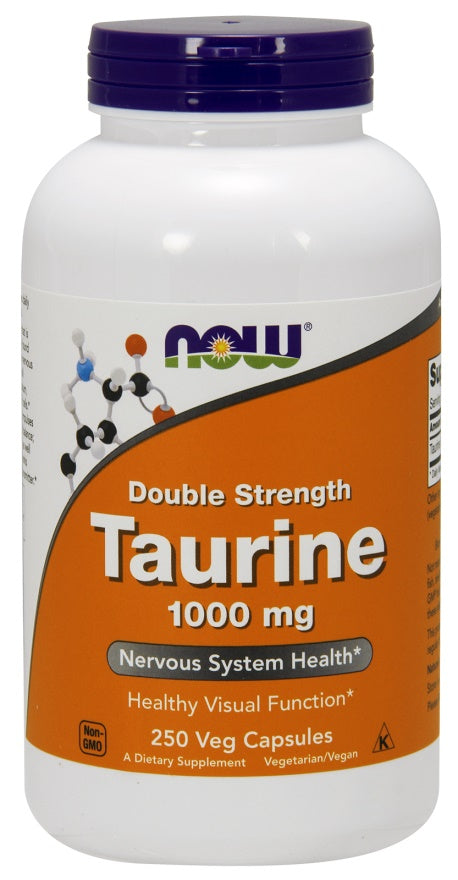 NOW Foods taurinas, 1000 mg dvigubo stiprumo – 250 kapsulių