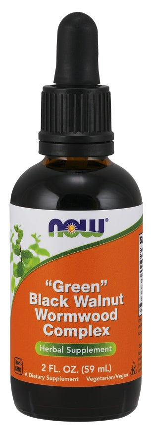 NOW Foods žaliųjų juodųjų riešutų ir pelynų kompleksas – 59 ml.