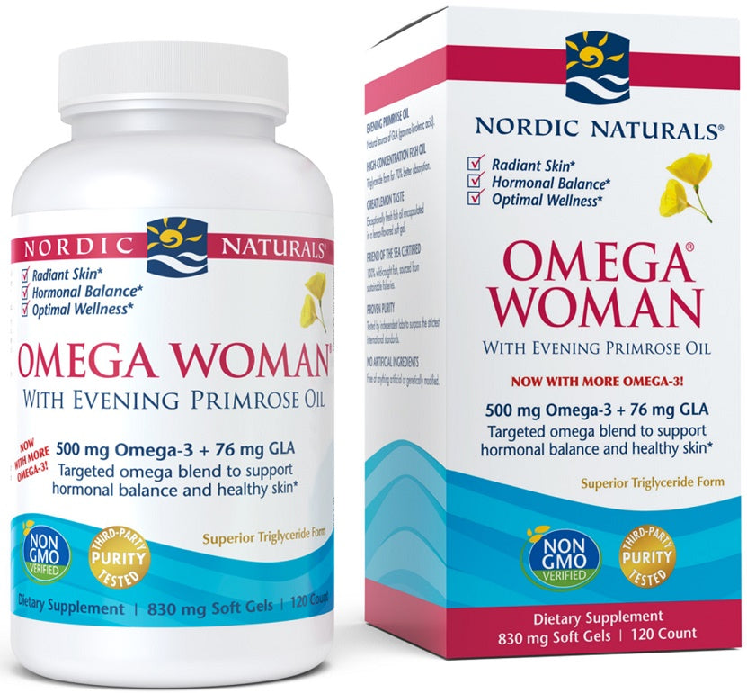 Nordic Naturals Omega Woman, 500 mg – 120 kapsulių