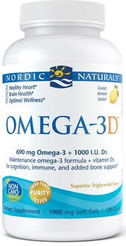 Nordic Naturals Omega - 3D, 690 mg citrinų skonio – 120 kapsulių