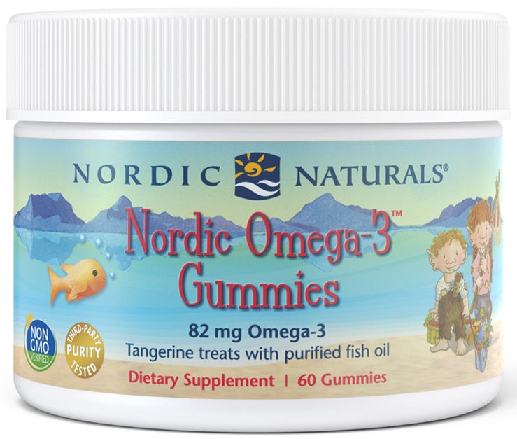 Nordic Naturals Nordic Omega - 3 guminukai, 82 mg mandarinų skanėstų – 60 guminukų