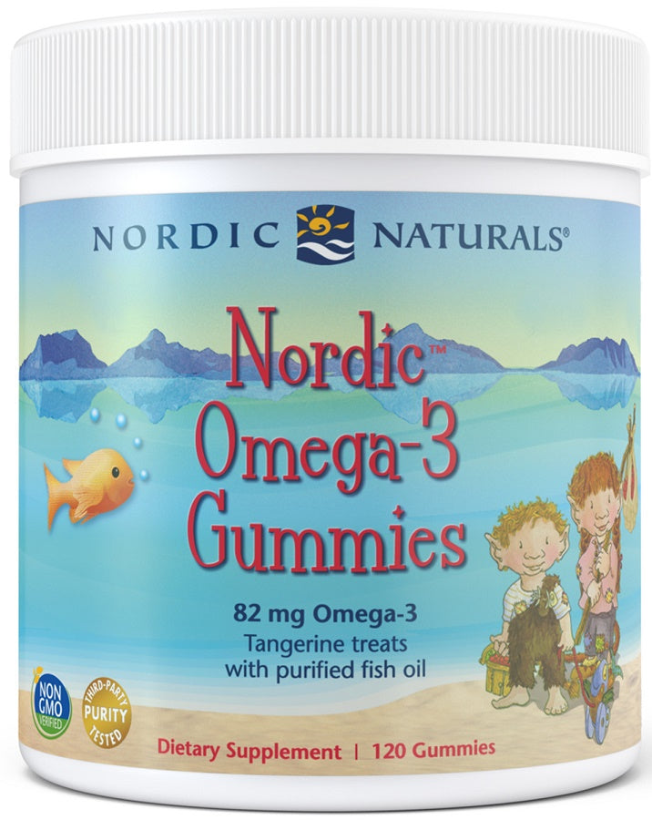 Nordic Naturals Nordic Omega - 3 guminukai, 82 mg mandarinų skanėstai – 120 guminukų