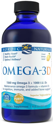 Nordic Naturals Omega - 3D, 1560 mg citrinų skonio – 237 ml.