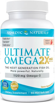 Nordic Naturals Ultimate Omega 2X Mini, 1120 mg braškių skonio – 60 mini kapsulių