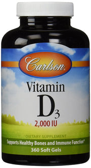 Carlson Labs vitaminas D3, 2000 TV – 360 gelių