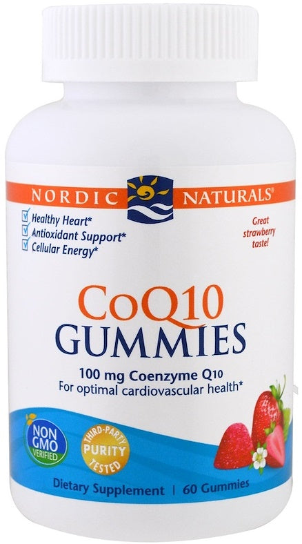Nordic Naturals CoQ10 guminukai, 100 mg braškių skonio – 60 guminukų