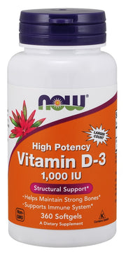 Produkto nuotrauka: NOW Foods Vitamin D-3, 1000 IU - 360 minkštųjų kapsulių